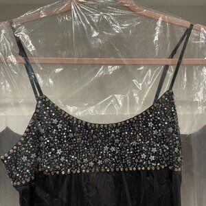 Rebecca Taylor Black Evening Dress with Sequin Bodice Size 8